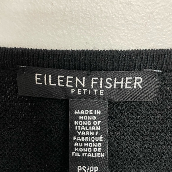 Eileen Fisher Black Wool Crepe Swing Midi Dress Petite Small - Picture 3 of 8